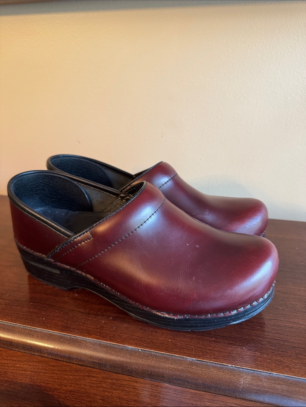 Dansko Burgundy Leather Clogs